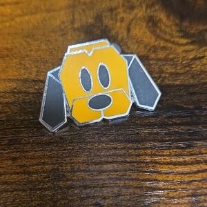 Dog Face Enamel Pin - Orange and Gray